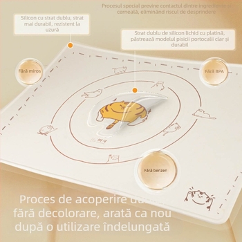 Covoraș din silicon pentru frământat aluatul, uz casnic, silicon alimentar, covoraș de copt, blat de întindere aluatului, grosime sporită