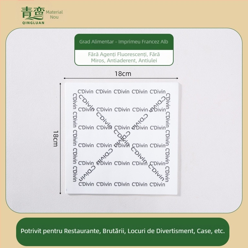 Hârtie de copt cu strat absorban de ulei, acoperire fără fluor, rezistentă la ulei, pentru cartofi prăjiți, pui prăjit, burgeri și pâine