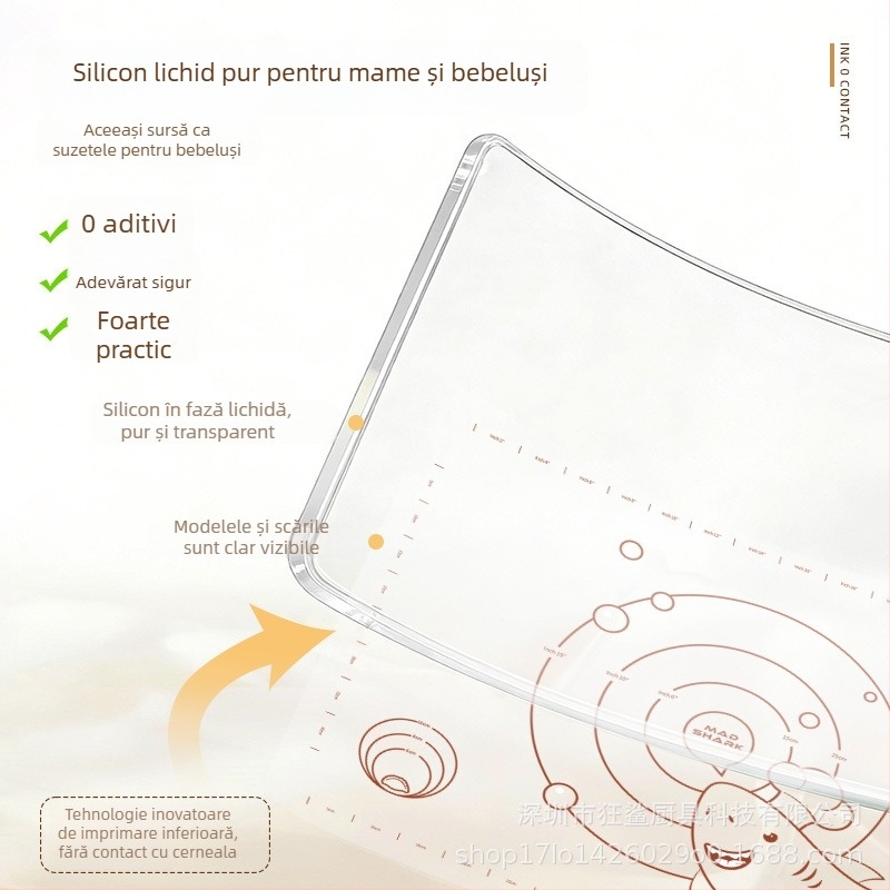 Crazy Shark Covor din silicon pentru frământat aluat, pentru întindere și coacere, Cfcm001 Transparent