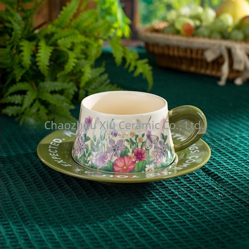 Secret Garden set ceramic pentru cafea cu ceașcă și farfurioară în cutie cadou – cană elegantă, de lux