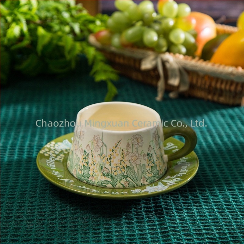Secret Garden set ceramic pentru cafea cu ceașcă și farfurioară în cutie cadou – cană elegantă, de lux