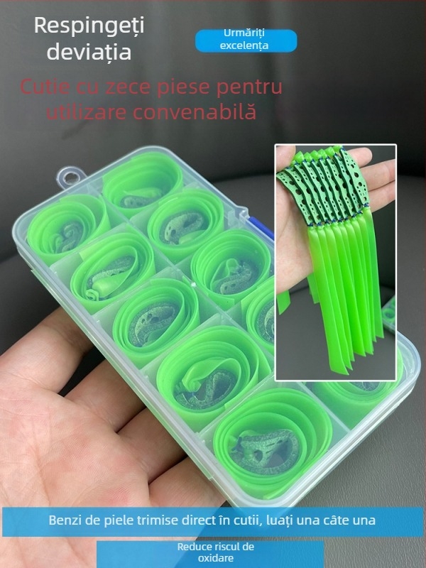 Set de benzi plate din latex pentru praștie, cu cadru, 6,5 mm, verde neon transparent, elasticitate înaltă, benzi late durabile