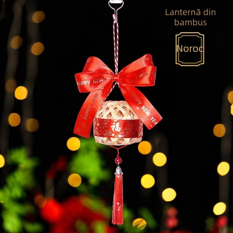 Fanar din bambus împletit, portabil, iluminat, pentru Anul Nou, decor în stil chinezesc