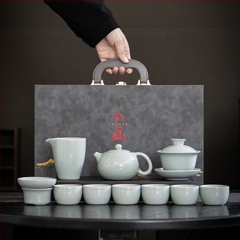 Set de ceai Ge ware din ceramică cu capace — set complet de 12 piese într-o cutie cadou de lux