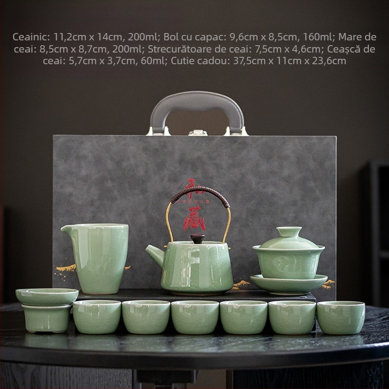 Set de ceai Ge ware din ceramică cu capace — set complet de 12 piese într-o cutie cadou de lux
