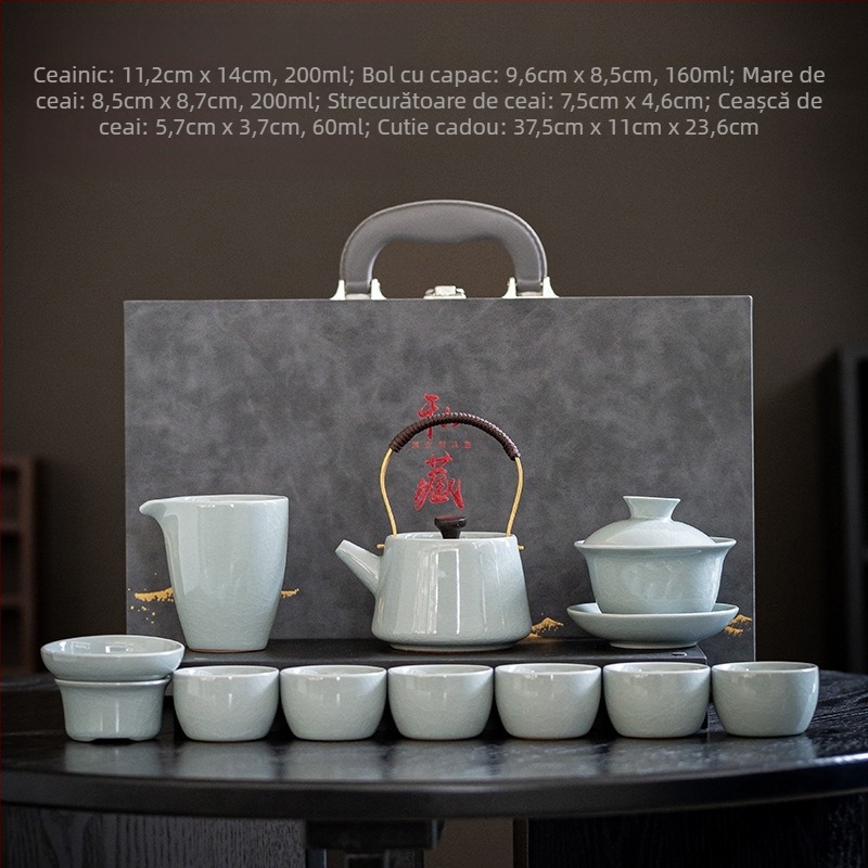 Set de ceai Ge ware din ceramică cu capace — set complet de 12 piese într-o cutie cadou de lux