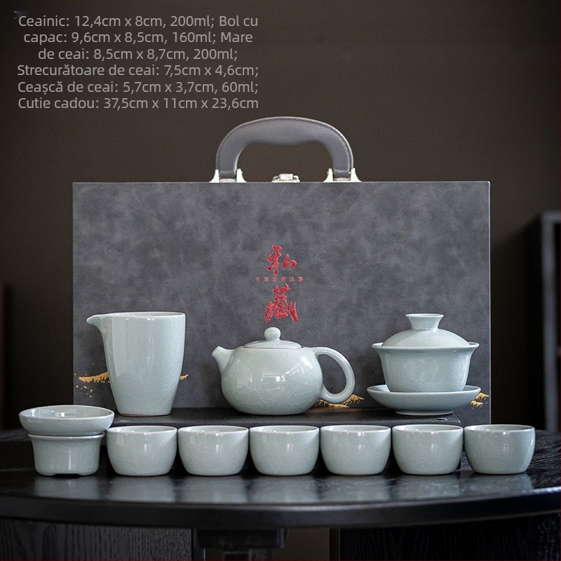 Set de ceai Ge ware din ceramică cu capace — set complet de 12 piese într-o cutie cadou de lux