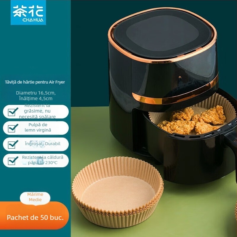 Camellia Hârtie pentru friteuză cu aer, acoperire din silicon, hârtie de copt pentru cuptor, calitate alimentară