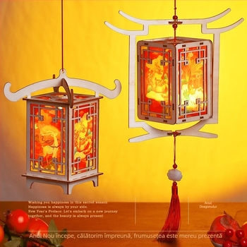 Set DIY Felinar din lemn — Felinar portabil luminat pentru Ziua Mamei, Festivalul Luminilor și Anul Nou