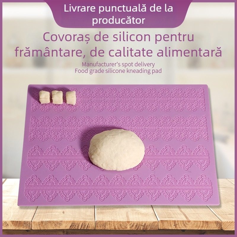 Covor din silicon pentru frământat aluat, gros, antiaderent, blat pentru întinderea aluatului și coacere