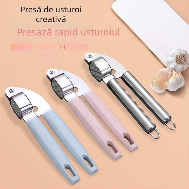 Presa de usturoi din oțel inoxidabil și zdrobitor de nuci — măcinător manual pentru usturoi și pastă de usturoi