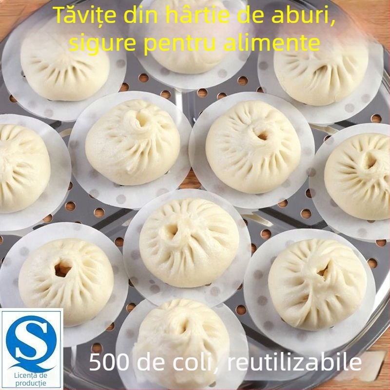 Hârtie pentru aburi antiaderentă pentru aburitoare din bambus, pergament alimentar de calitate, țesătură de abur mai groasă și covoraș pentru aburire acasă