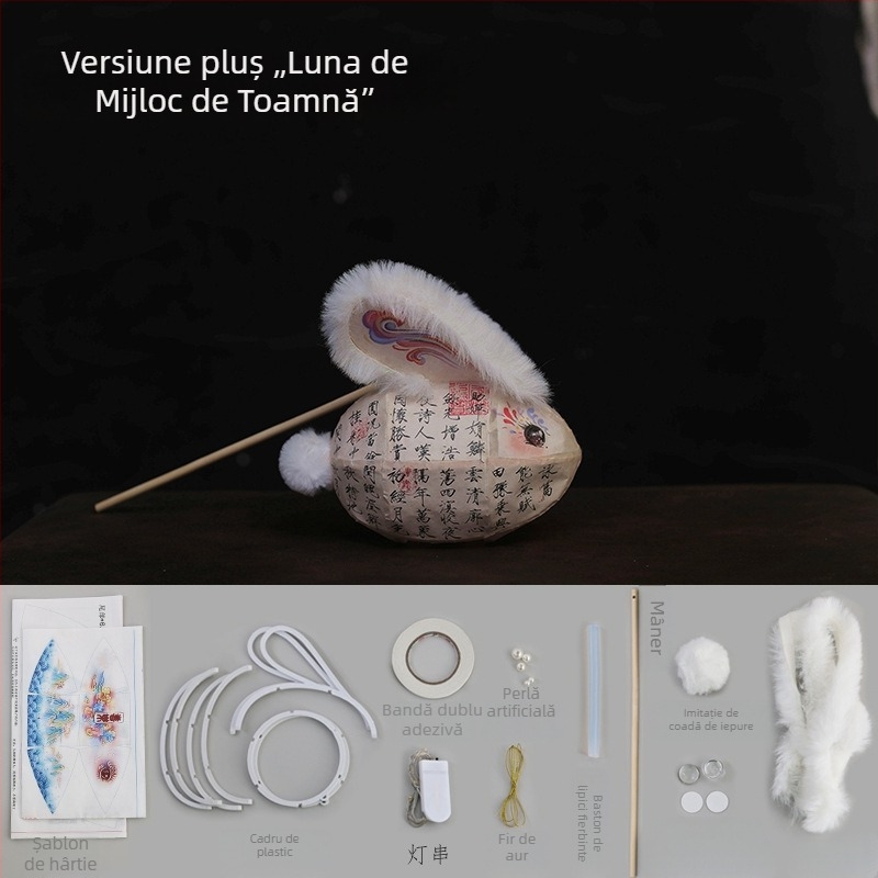 Kit DIY pentru copii: felinar de iepuraș din hârtie, Mid-Autumn, stil chinezesc