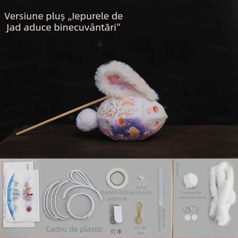 Kit DIY pentru copii: felinar de iepuraș din hârtie, Mid-Autumn, stil chinezesc