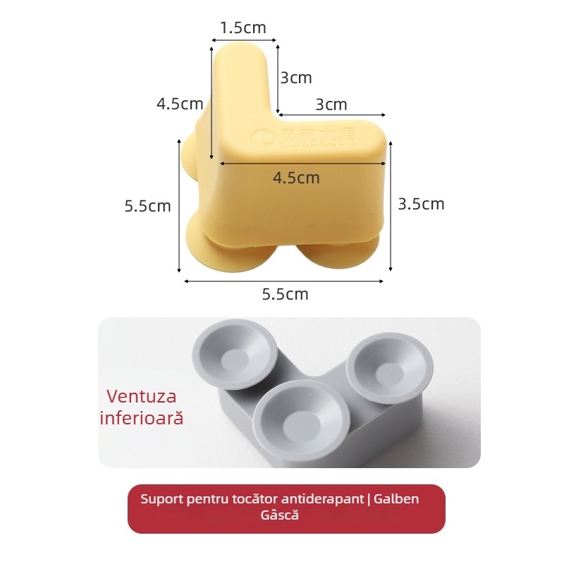 Tocător din silicon cu ventuză – fixator antiaderare, suprafață pentru frământat și izolație termică pentru blat