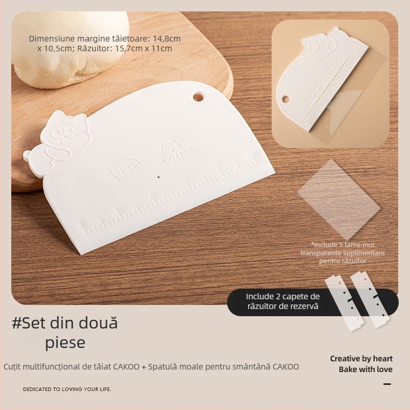 Cakoo Spatulă din plastic, cu scară de măsurare, pentru coacere și netezirea cremei, construcție integrată