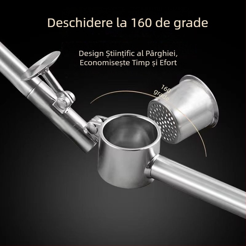 Presă de usturoi extensibilă din oțel inoxidabil, cu decojit și dispozitiv pentru pastă de usturoi – accesoriu de bucătărie