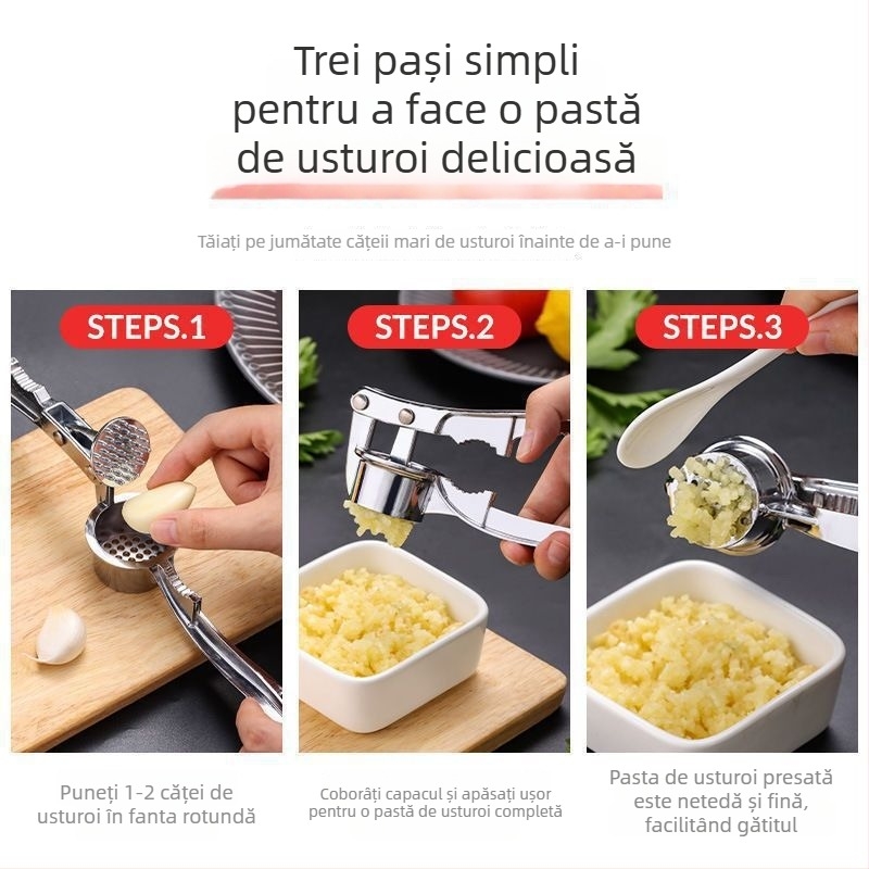 Presă manuală de usturoi și zdrobitor de usturoi, presă mare pentru bucătărie, aparat pentru pastă de usturoi