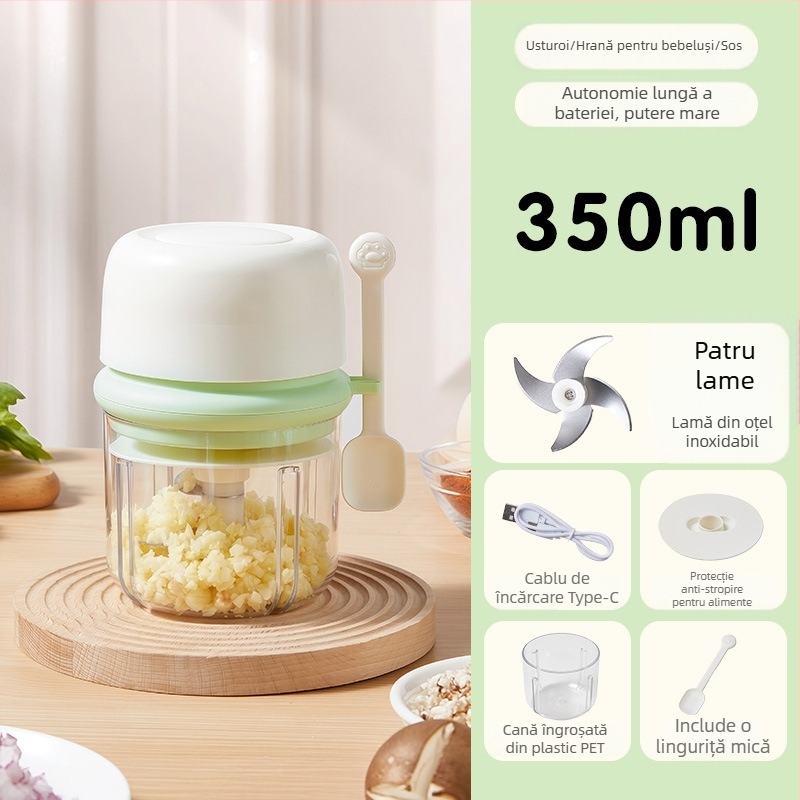Presă electrică de usturoi fără fir, unealtă pentru pastă de usturoi, măcinător de usturoi pentru hrana bebelușilor, măcinător de carne, mini procesor de bucătărie