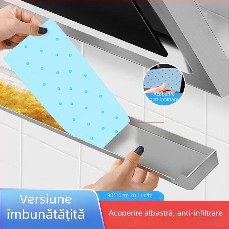 Hârtie absorbantă pentru ulei pentru hotă, bumbac absorbant pentru ulei, bumbac special rezistent la ulei, panou anti-ulei, model îmbunătățit cu folie, 20 de bucăți