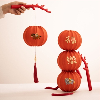 Felinar din pânză brodat, Anul Călu, stil chinezesc, pentru Anul Nou și Festivalul Primăverii, felinar palat pentru copii, executat manual