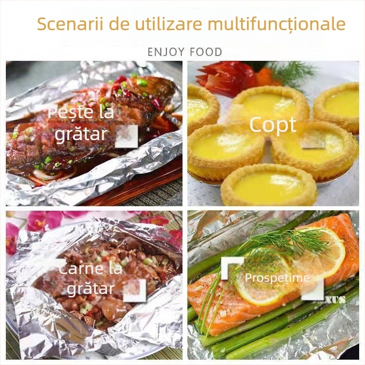 Folie de aluminiu pentru cuptor și friteuză cu aer, rezistentă la temperaturi înalte, ambalaj economic pentru coacere și grilare, clasă alimentară