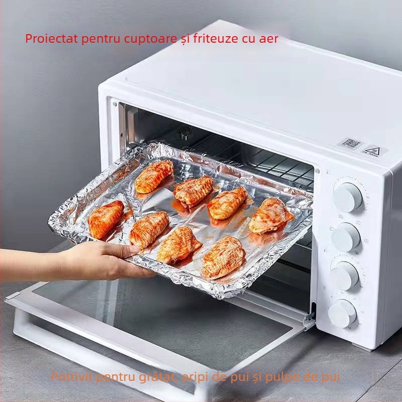 Folie de aluminiu pentru cuptor și friteuză cu aer, rezistentă la temperaturi înalte, ambalaj economic pentru coacere și grilare, clasă alimentară