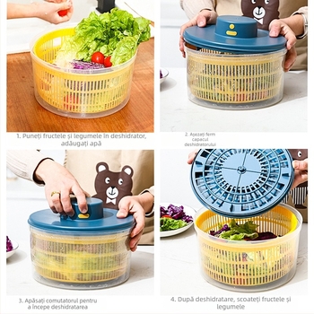Dehidrator electric pentru legume și spinner de salată, coș pentru scurgerea apei, rezistent la temperaturi înalte