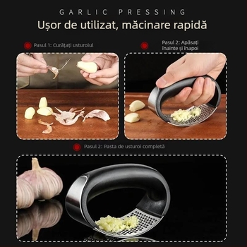 Presa manuală de usturoi, zdrobitor circular pentru usturoi, unealtă pentru pastă de usturoi, zdrobitor de usturoi, curățător de coji de usturoi