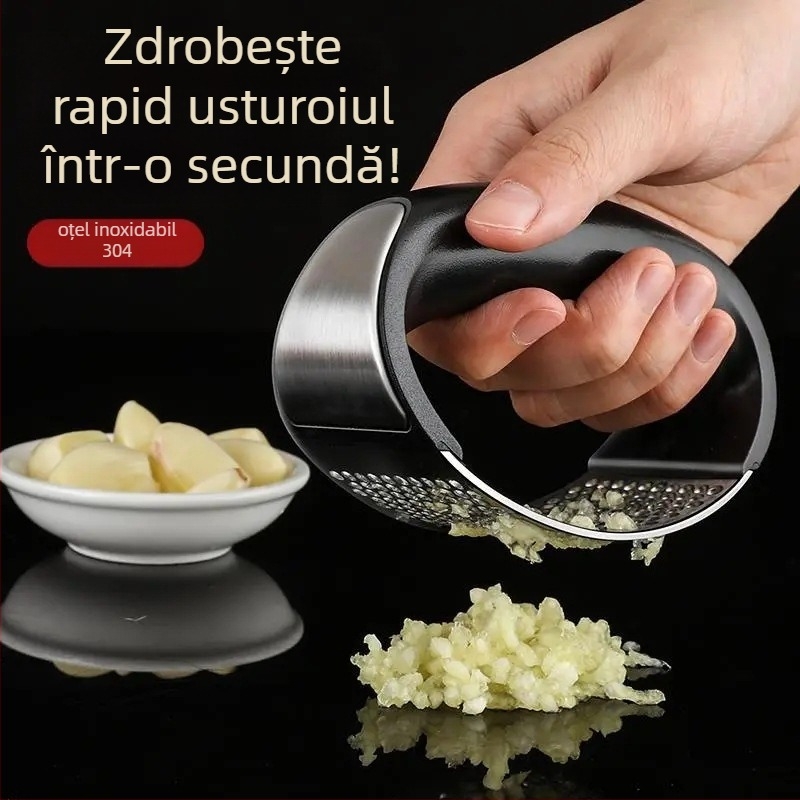 Presa manuală de usturoi, zdrobitor circular pentru usturoi, unealtă pentru pastă de usturoi, zdrobitor de usturoi, curățător de coji de usturoi