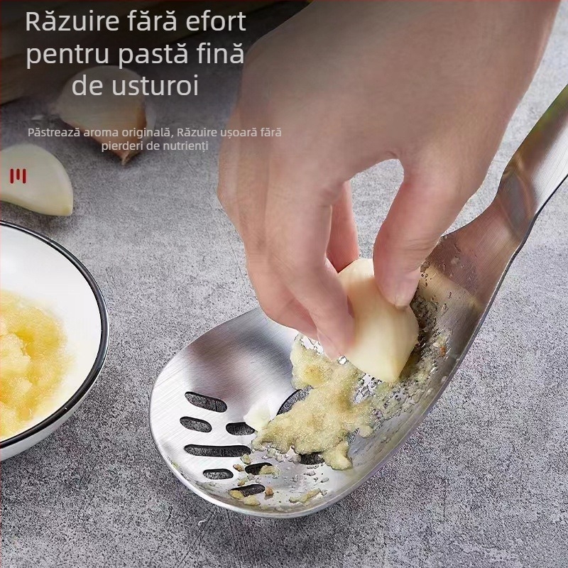 Lingură din oțel inoxidabil pentru măcinarea ghimbirului și lingură pentru piure de usturoi – ustensilă de bucătărie multifuncțională