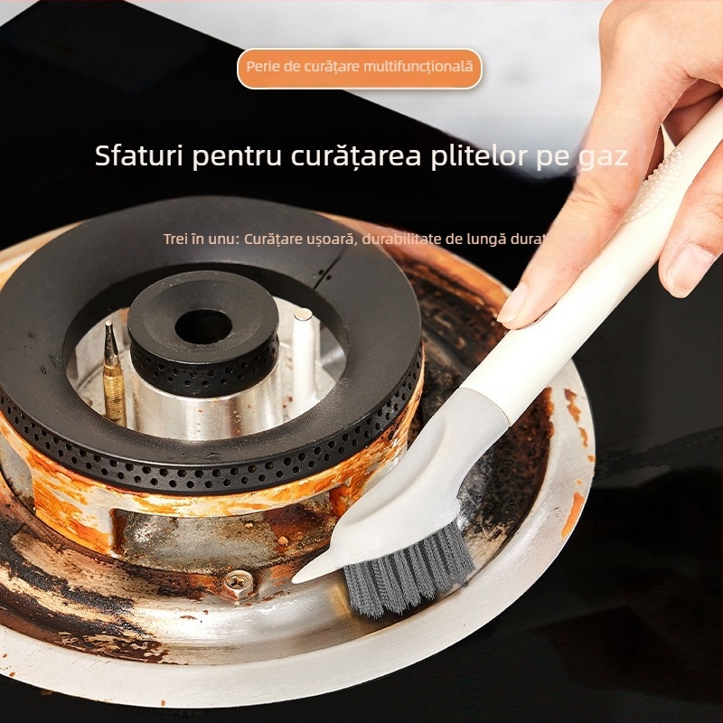 Set multifuncțional de unelte pentru curățarea bucătăriei: răzuitor pentru carcasa elicei hotă, spatulă și perie pentru fundul oalei