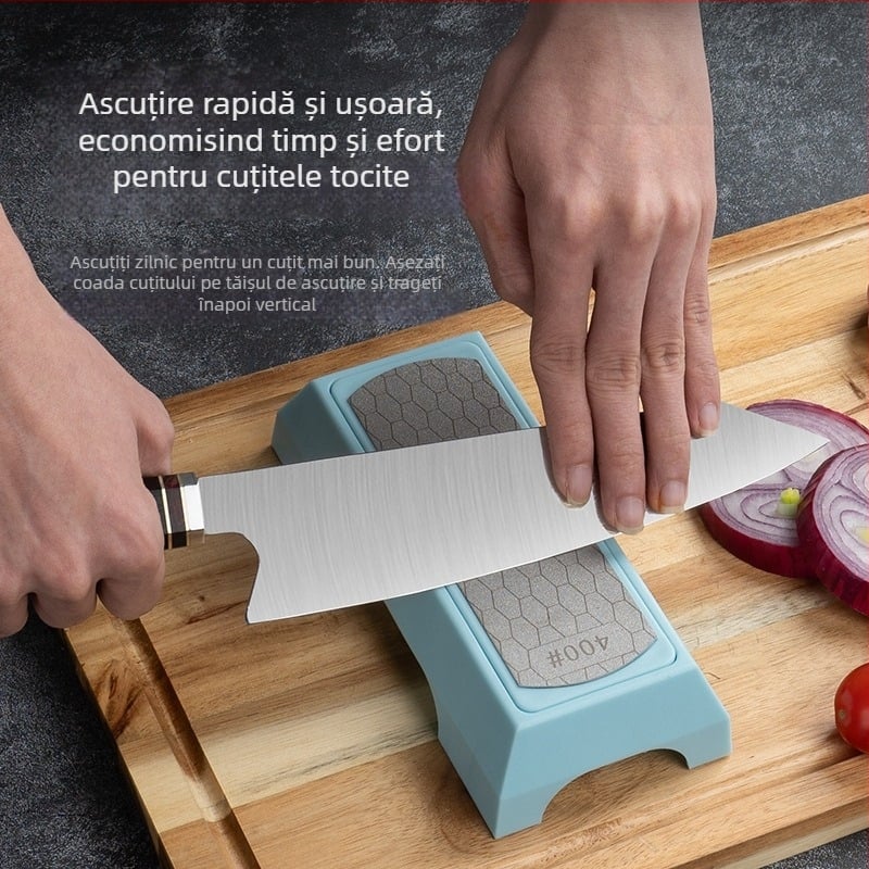 Piatră de ascuțit cu dublă față din carborund pentru cuțite de bucătărie – tip fagure