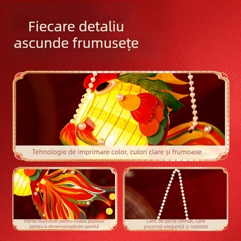 Felinar Mid-Autumn Festival pentru copii, portabil, lucrat manual, în formă de pește auriu, materiale DIY, stil antic