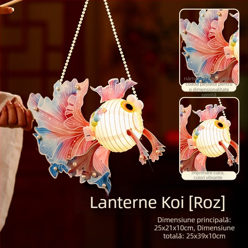 Felinar Mid-Autumn Festival pentru copii, portabil, lucrat manual, în formă de pește auriu, materiale DIY, stil antic