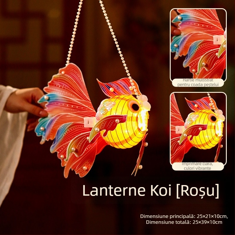 Felinar Mid-Autumn Festival pentru copii, portabil, lucrat manual, în formă de pește auriu, materiale DIY, stil antic