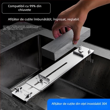 Suport pentru ascuțit cu piatră de ascuțit, din oțel inoxidabil, 304, ramă antiderapantă pentru chiuvetă