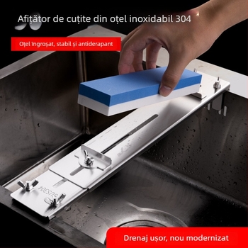 Suport pentru ascuțit cu piatră de ascuțit, din oțel inoxidabil, 304, ramă antiderapantă pentru chiuvetă