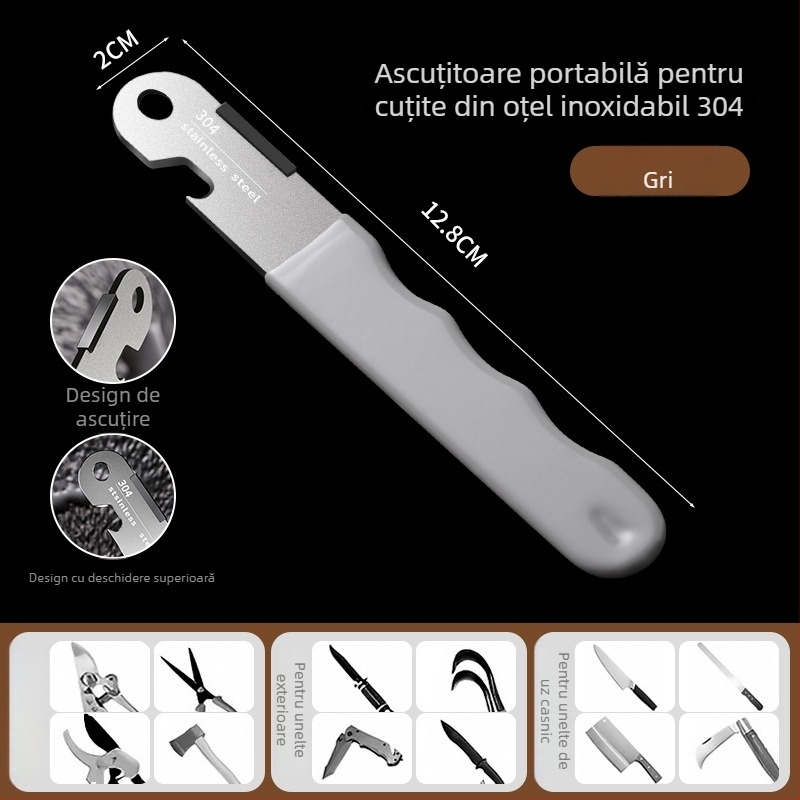 Aparat de ascuțit din oțel inoxidabil 304 pentru cuțite de bucătărie, foarfece și foarfeci de grădină – ascuțire rapidă