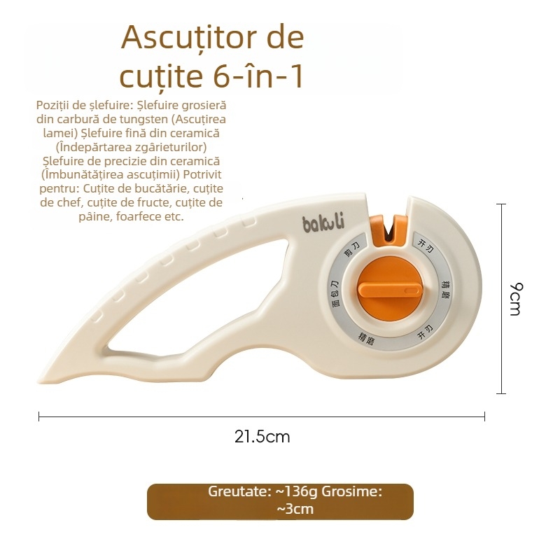 Instrument de ascuțit pentru cuțite acasă - ascuțire rapidă pentru cuțite de bucătărie și foarfece, piatră de ascuțit multifuncțională