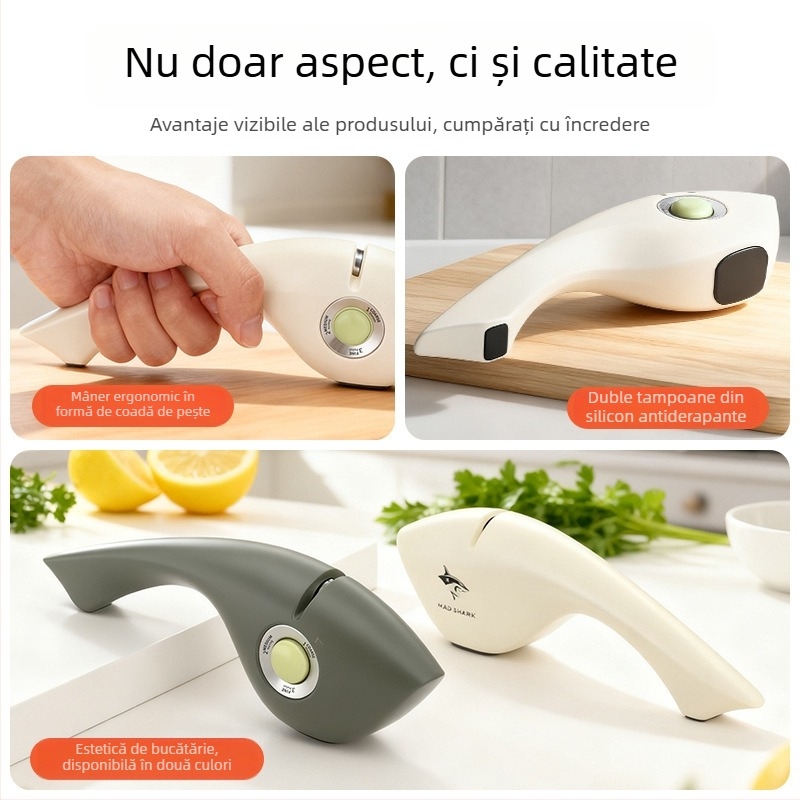 Crazy Shark Ațcuțitor de cuțite pentru bucătărie – ascuțire rapidă, CFMD804 Small Fish Polisher