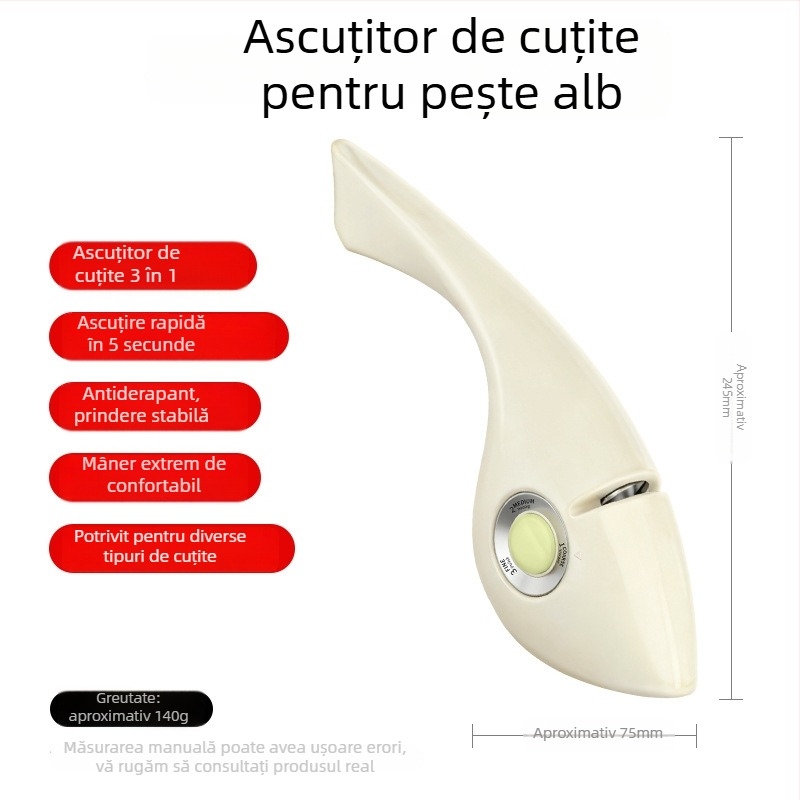 Crazy Shark Ațcuțitor de cuțite pentru bucătărie – ascuțire rapidă, CFMD804 Small Fish Polisher