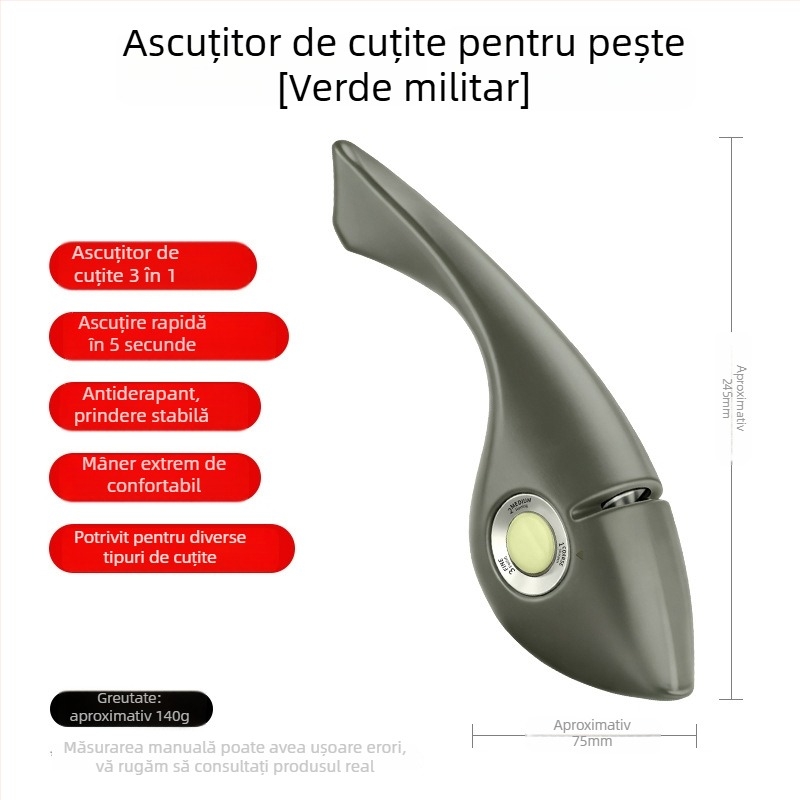 Crazy Shark Ațcuțitor de cuțite pentru bucătărie – ascuțire rapidă, CFMD804 Small Fish Polisher