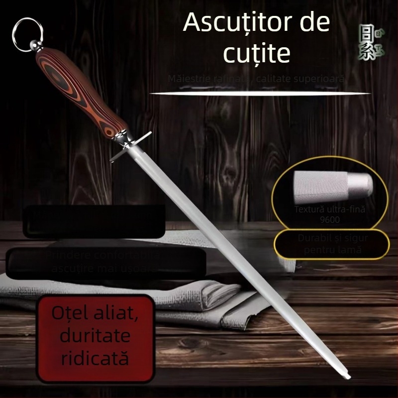 Baston de ascuțit din oțel aliat, cu textură ultra-fină, pentru întreținerea cuțitelor profesionale și de uz casnic