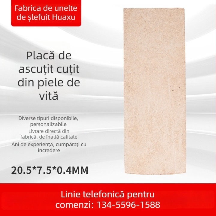 Placă de ascuțit din piele, cu două fețe, pentru bucătărie