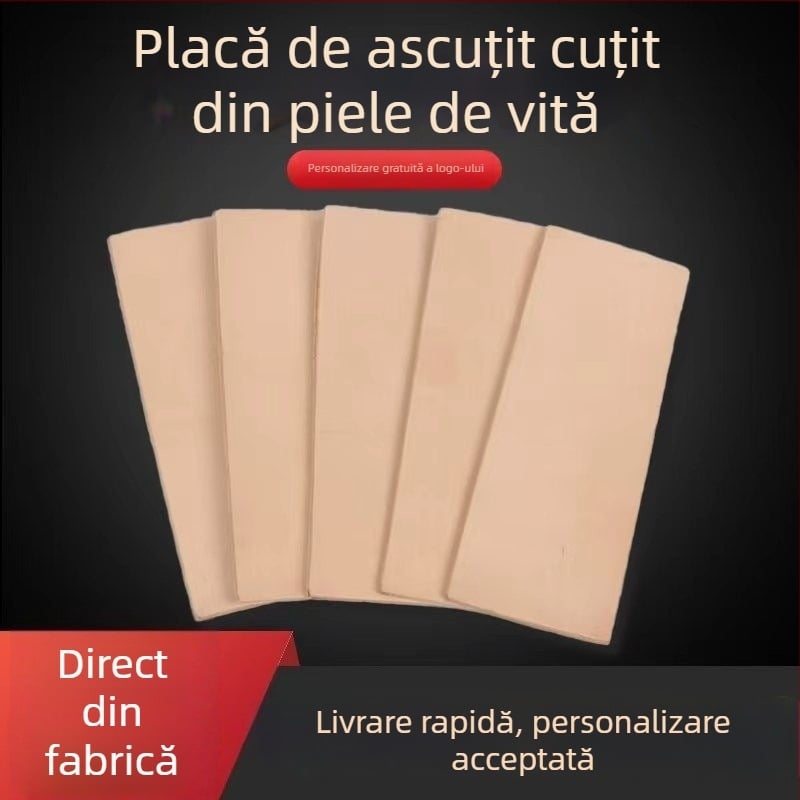 Placă de ascuțit din piele, cu două fețe, pentru bucătărie