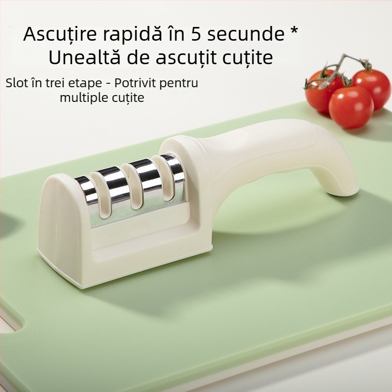Ascuțitor de cuțite cu trei etape, manual, pentru bucătărie – piatră de ascuțit multifuncțională