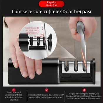 Piatră de ascuțit multifuncțională cu ghidaj la unghi fix pentru ascuțire rapidă a cuțitelor de bucătărie