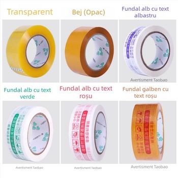 Bandă de ambalare de 4,5 cm, role mari – bej și transparent, pentru sigilarea coletelor