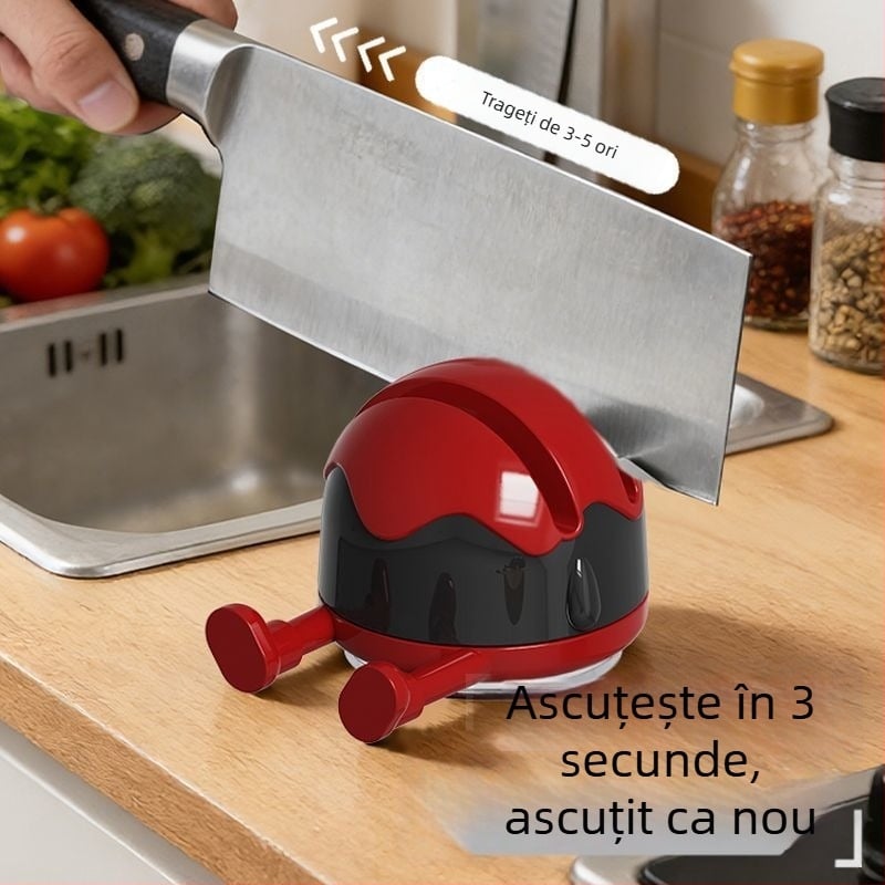 Ascuțitor cu ventuză, formă sferică, pentru cuțite de bucătărie și foarfece, unelte din oțel dur, nou, ascuțire rapidă